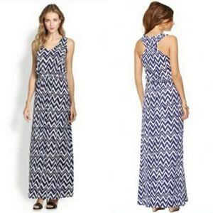 LILLY PULITZER navy chevron print tank long maxi dress sz XS Pima cotton